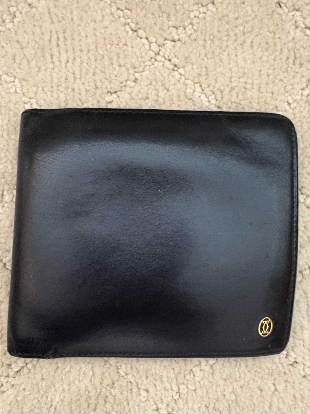 Cartier Black Leather Bifold Wallet with Gold Logo
